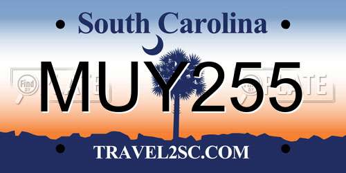 MUY255 South Carolina License Plate