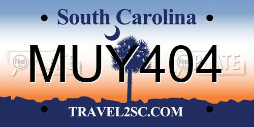 MUY404 South Carolina License Plate