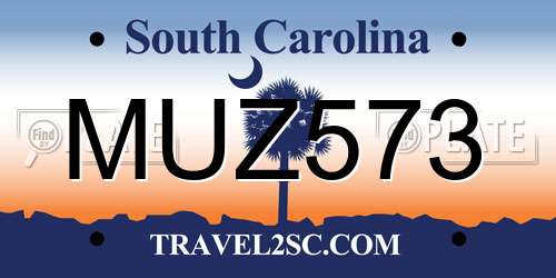 MUZ573 South Carolina License Plate