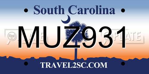 MUZ931 South Carolina License Plate