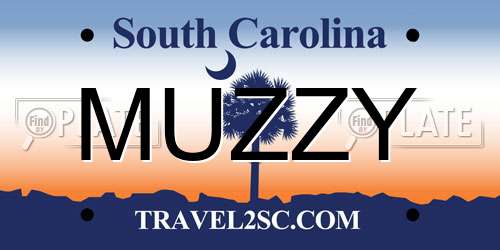 MUZZY South Carolina License Plate