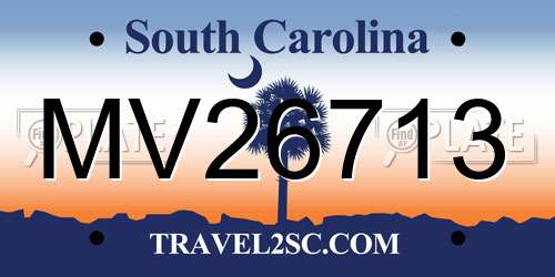 MV26713 South Carolina License Plate