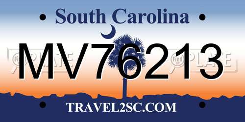 MV76213 South Carolina License Plate