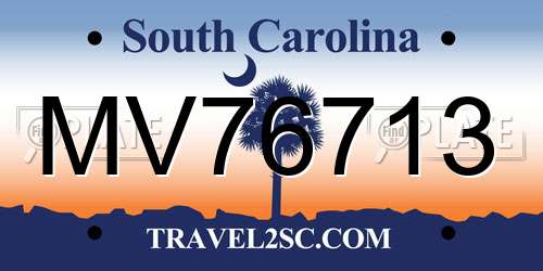 MV76713 South Carolina License Plate