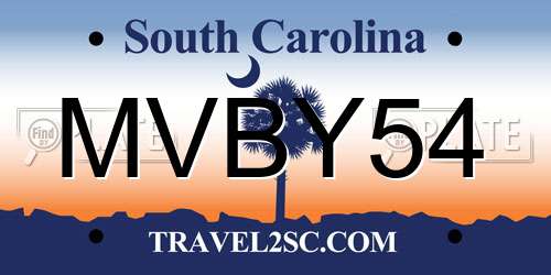 MVBY54 South Carolina License Plate