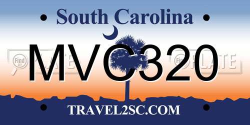 MVC320 South Carolina License Plate