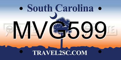 MVG599 South Carolina License Plate