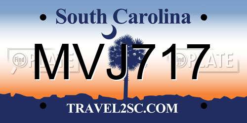 MVJ717 South Carolina License Plate