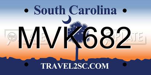 MVK682 South Carolina License Plate