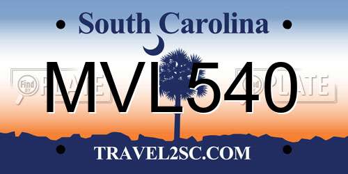 MVL540 South Carolina License Plate