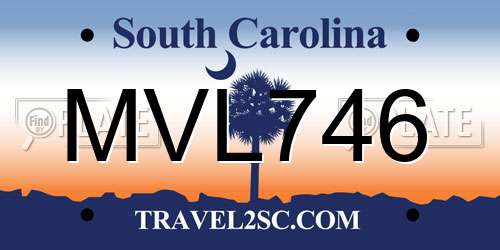 MVL746 South Carolina License Plate