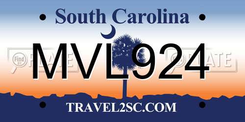 MVL924 South Carolina License Plate