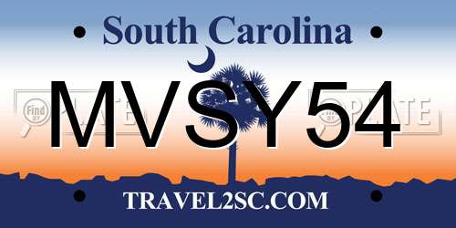 MVSY54 South Carolina License Plate