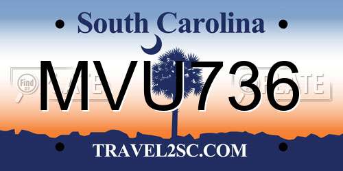 MVU736 South Carolina License Plate