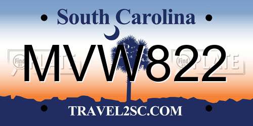 MVW822 South Carolina License Plate