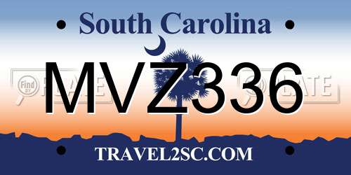 MVZ336 South Carolina License Plate