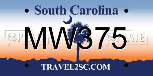 MW375 South Carolina License Plate