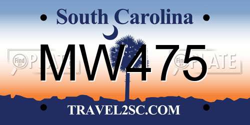MW475 South Carolina License Plate