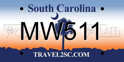 MW511 South Carolina License Plate