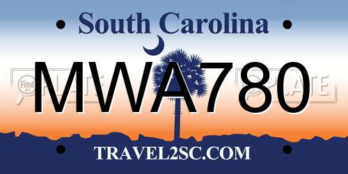 MWA780 South Carolina License Plate