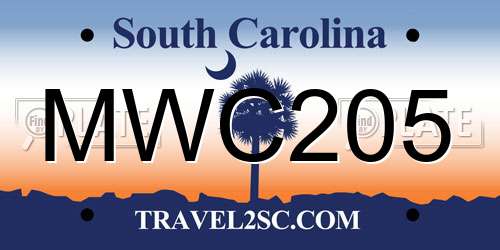 MWC205 South Carolina License Plate