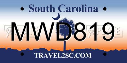 MWD819 South Carolina License Plate