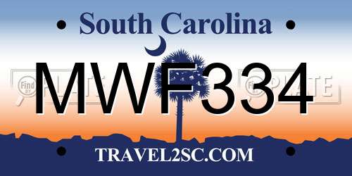 MWF334 South Carolina License Plate