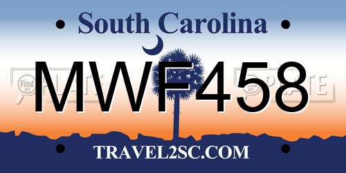 MWF458 South Carolina License Plate
