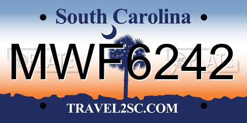 MWF6242 South Carolina License Plate
