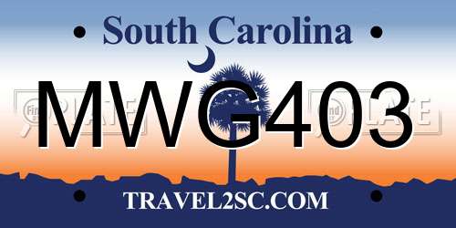 MWG403 South Carolina License Plate