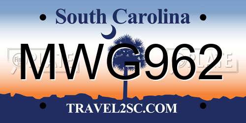 MWG962 South Carolina License Plate