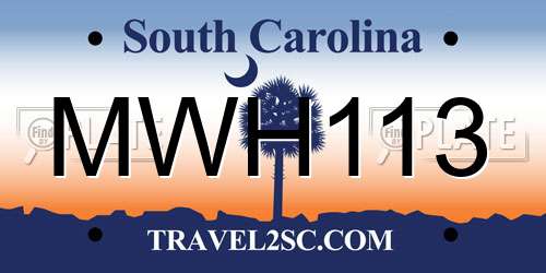 MWH113 South Carolina License Plate