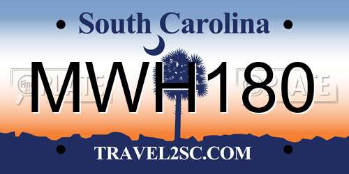 MWH180 South Carolina License Plate