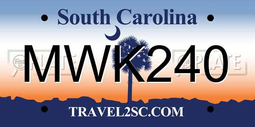 MWK240 South Carolina License Plate