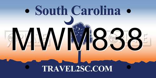 MWM838 South Carolina License Plate