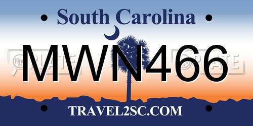 MWN466 South Carolina License Plate