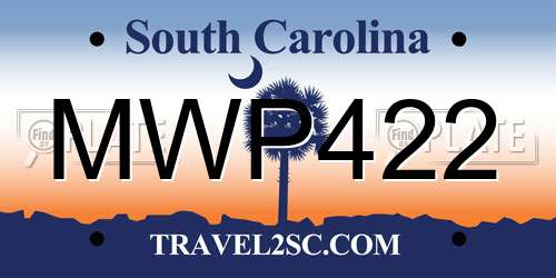 MWP422 South Carolina License Plate