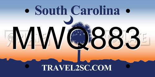 MWQ883 South Carolina License Plate