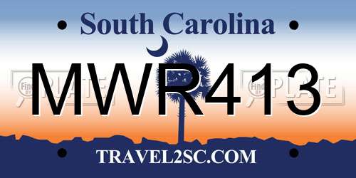 MWR413 South Carolina License Plate