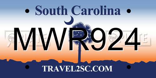 MWR924 South Carolina License Plate