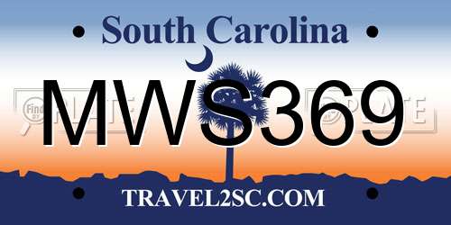 MWS369 South Carolina License Plate