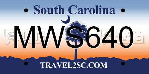 MWS640 South Carolina License Plate