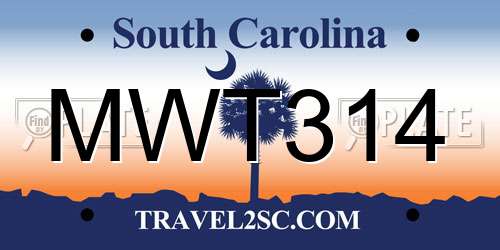MWT314 South Carolina License Plate