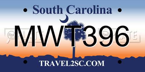 MWT396 South Carolina License Plate