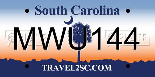 MWU144 South Carolina License Plate