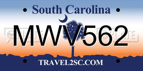 MWV562 South Carolina License Plate