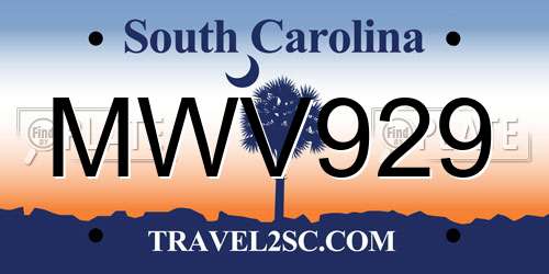 MWV929 South Carolina License Plate