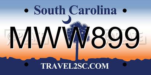 MWW899 South Carolina License Plate