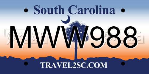 MWW988 South Carolina License Plate