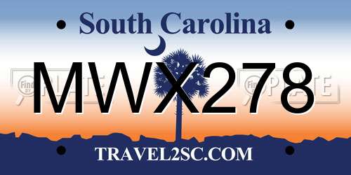MWX278 South Carolina License Plate